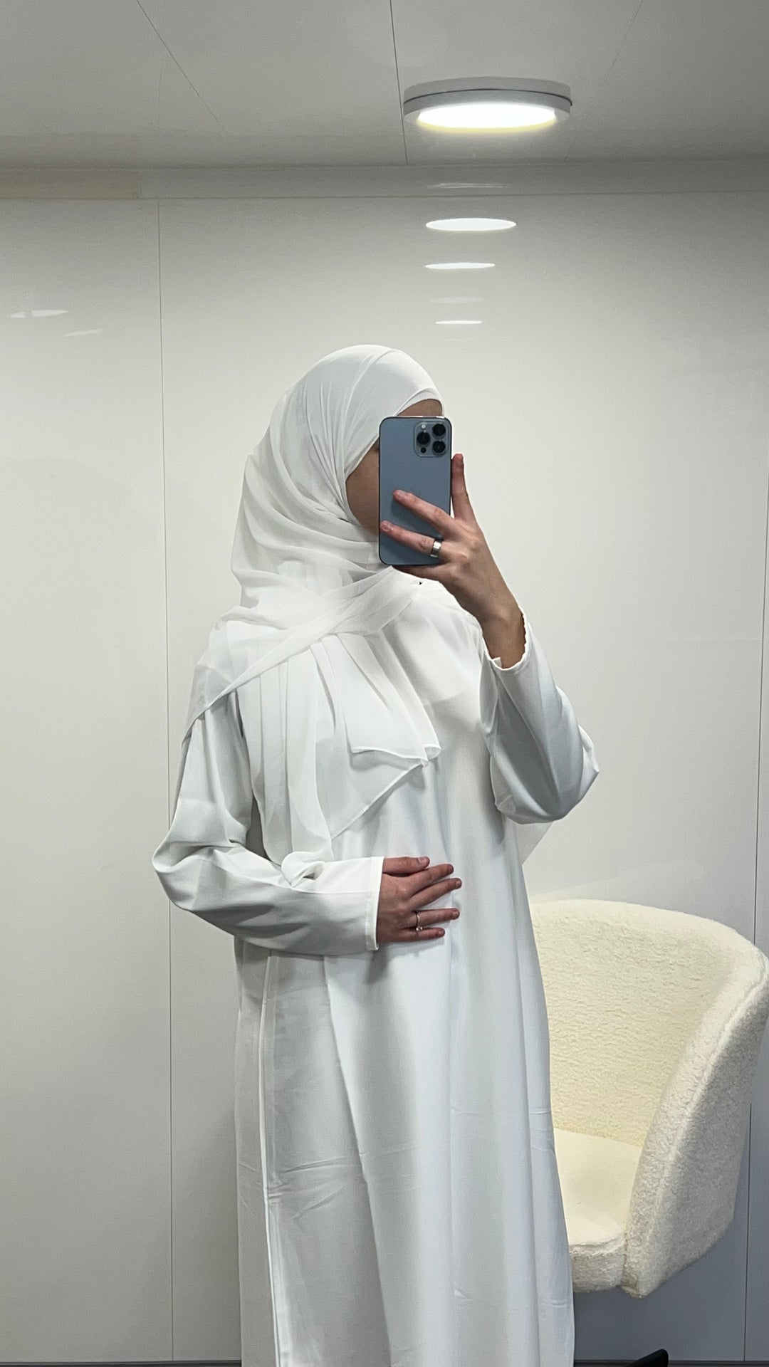 NOOR white slip Abaya