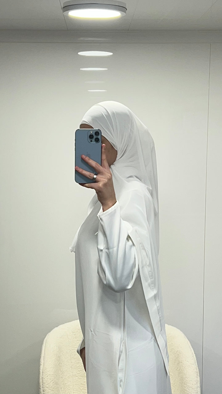 NOOR white slip Abaya